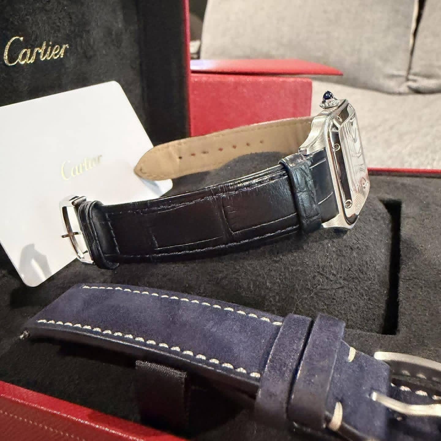 Montre Cartier Santos Dumont — Quartz — Cadran argenté — Acier — Grand modèle – Image 3