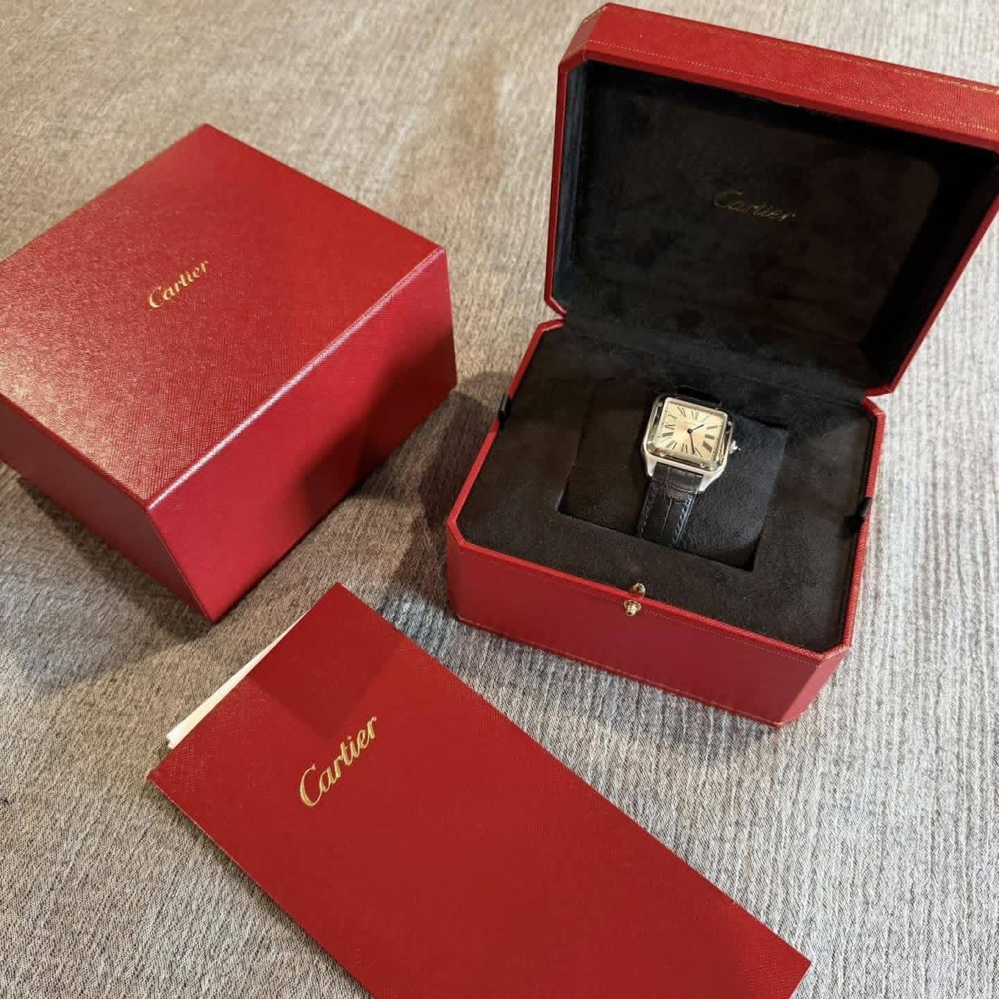 Montre Cartier Santos Dumont — Quartz — Cadran argenté — Acier — Grand modèle – Image 12