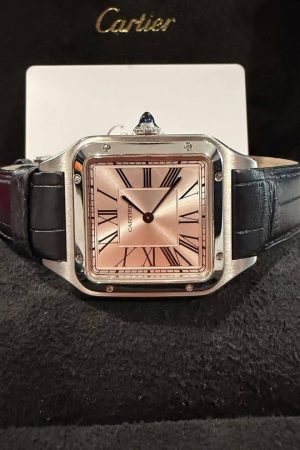 Montre Cartier Santos Dumont — Quartz — Cadran argenté — Acier — Grand modèle
