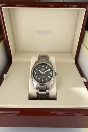 Montre automatique Longines Spirit Titanium 40 mm, cadran noir, chronomètre (L38101536)