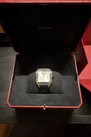 Montre homme Cartier Santos Dumont, grand modèle, quartz, acier inoxydable, WSSA0022