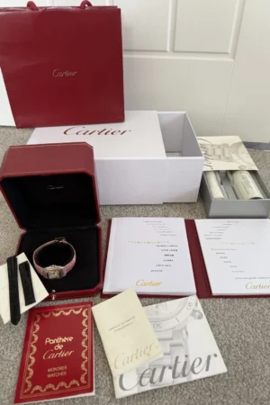 Montre Cartier Panthère pour femme - Or 18 carats et acier - Coffret complet