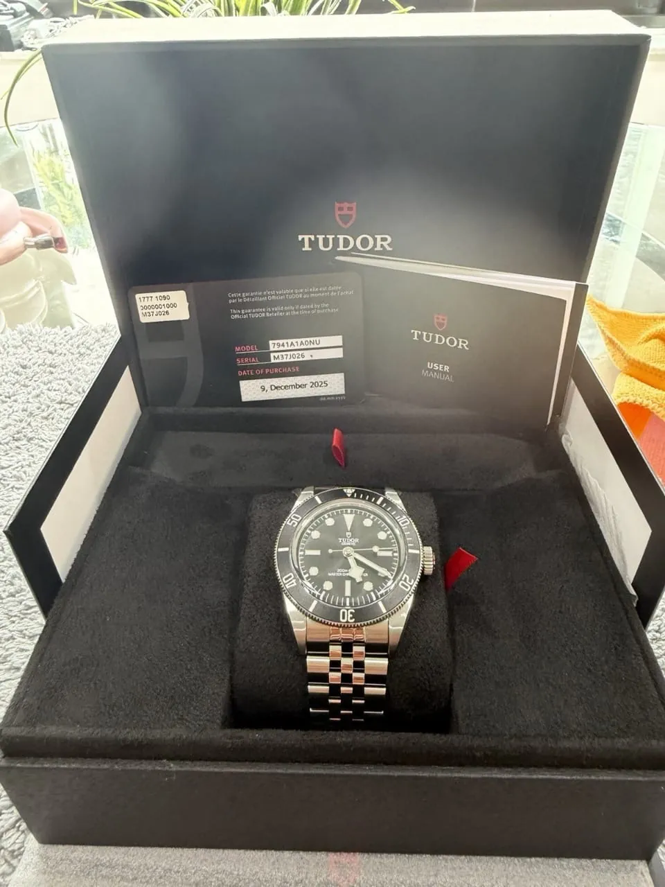 Montre pour homme TUDOR 7941A1A0NU, cadran noir, acier, étanche à 200 m, avec boîte et papiers. – Image 3