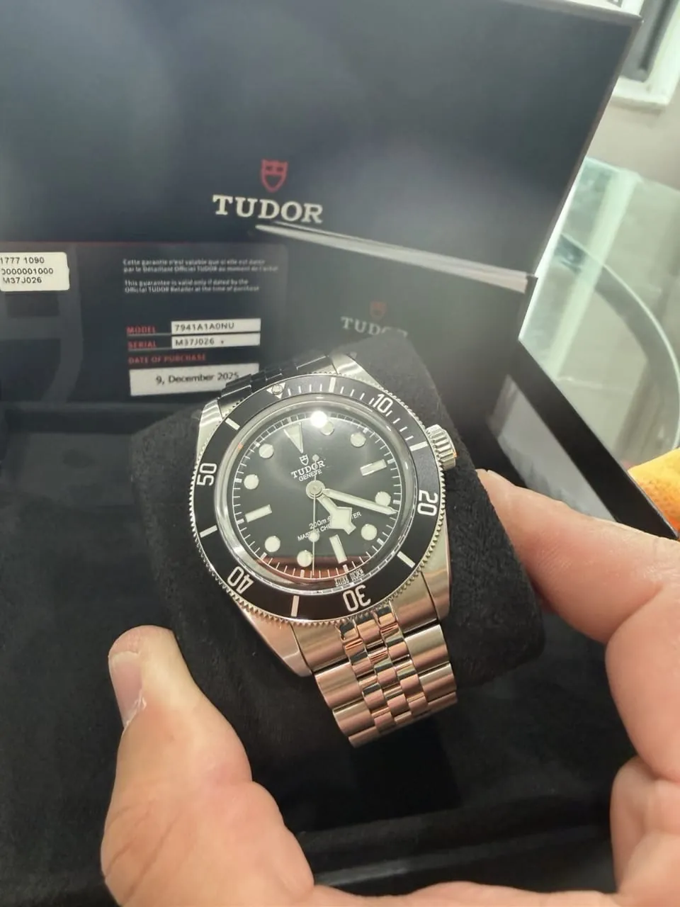 Montre pour homme TUDOR 7941A1A0NU, cadran noir, acier, étanche à 200 m, avec boîte et papiers. – Image 5